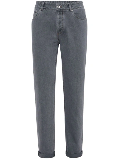 Brunello Cucinelli Traditional Fit Five-pocket Jeans In Gray
