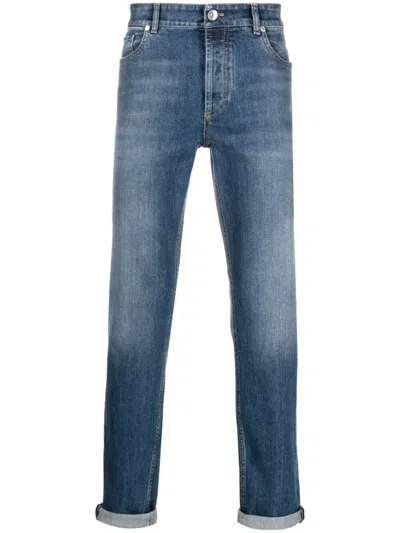Brunello Cucinelli Traditional Fit Five-pocket Trousers In Comfort Cotton Denim In Blue
