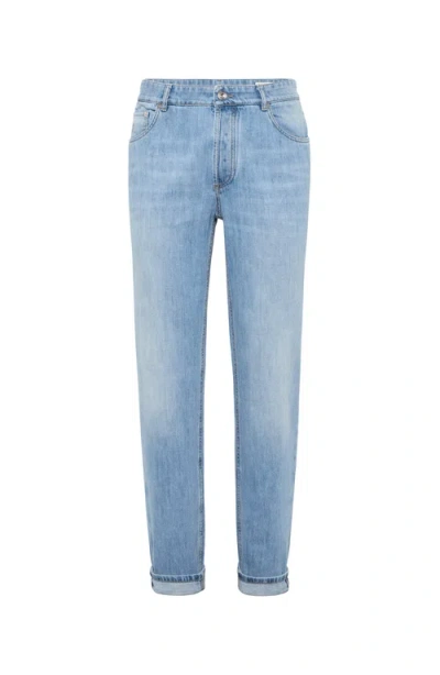 Brunello Cucinelli Traditional Fit Trouser In Light Blue