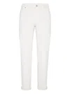 Brunello Cucinelli Traditional Fit Trousers In White Lightweight Denim