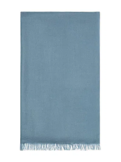 Brunello Cucinelli Translucent Fringe-edge Scarf In Blue