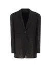 Brunello Cucinelli Transparent-insert Single-breasted Blazer In Blue