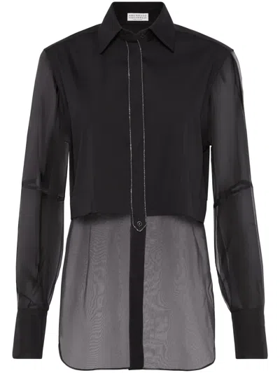 Brunello Cucinelli Poplin Shirt In Black