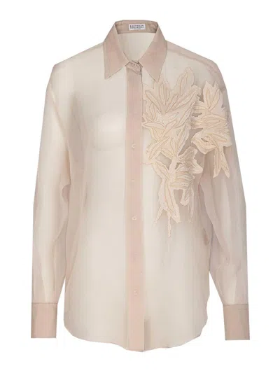 Brunello Cucinelli Transparent Shirt In White