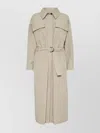 Brunello Cucinelli Trench Coat Belted Back Vent In Neutral