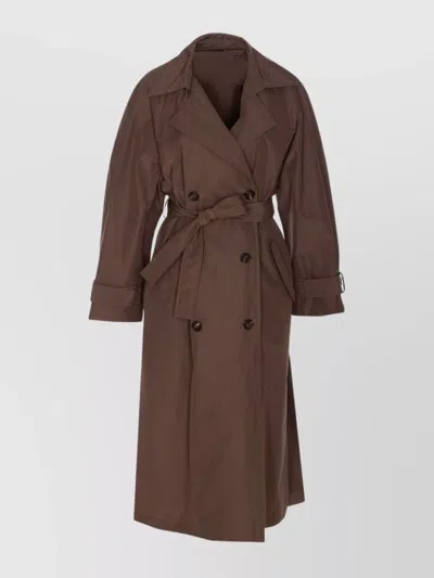 Brunello Cucinelli Trench Coat Belted V-neck Collar In Brown