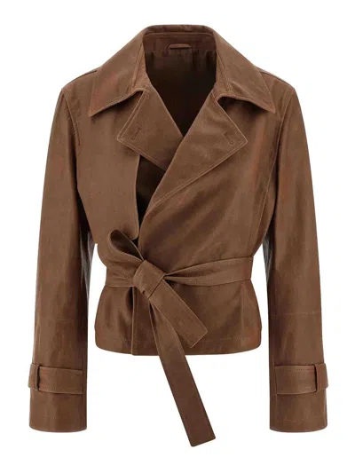 Brunello Cucinelli Trench Coat In Brown