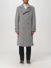 Brunello Cucinelli Men One-and-a-half-breasted Coat In Herringbone Virgin Wool In Weiss