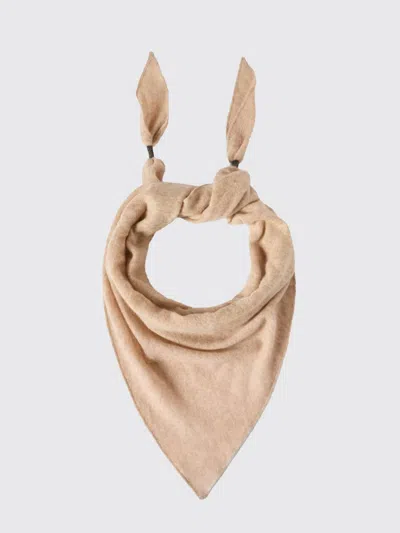 Brunello Cucinelli Triangular Cashmere Scarf With Embroidery And Monili In Neutral