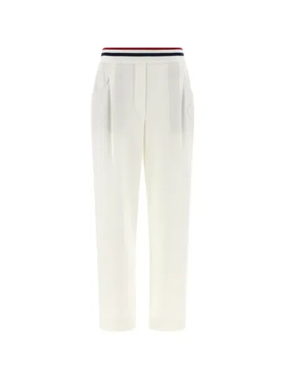 Brunello Cucinelli Trousers Side Pockets Back Pocket Contrast Stripe In White