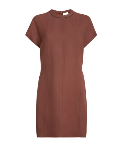 Brunello Cucinelli Trim-detail Midi Dress In Brown