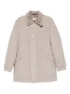 Brunello Cucinelli Trimmed-collar Single-breasted Coat In Neutral