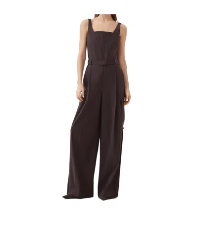 Brunello Cucinelli Tropical Belted Cargo Jumpsuit In Brown