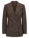 Brunello Cucinelli Women Tropical Luxury Wool Blazer In Brown