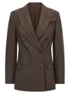 Brunello Cucinelli Women Tropical Luxury Wool Blazer In Brown