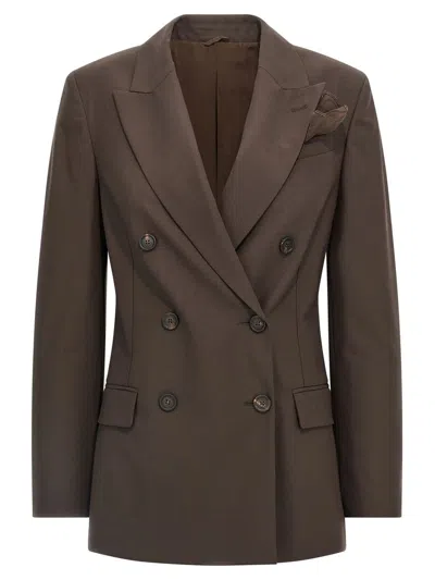 Brunello Cucinelli Tropical Luxury Wool Blazer Blazers Brown
