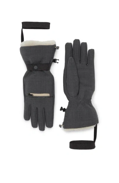 Brunello Cucinelli Tropical Luxury Wool Gloves In Grey