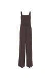 Brunello Cucinelli Virgin Wool-blend Belted Jumpsuit In Brown