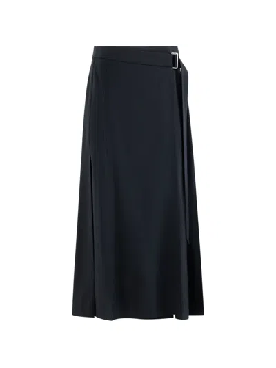 Brunello Cucinelli Tropical Luxury Wool Kilt Skirt In Blue