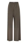 Brunello Cucinelli Trousers Wool Back Pockets Elastic Waistband Wide Leg In Brown