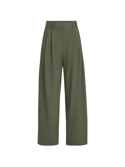 Brunello Cucinelli Tropical Luxury Wool Tailored Trousers With Monili In Green