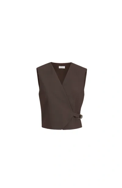 Brunello Cucinelli Tropical Luxury Wool Vest In Brown