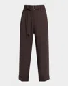 Brunello Cucinelli Tropical Wool Baggy Sartorial Pleated Ankle Pants