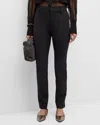 BRUNELLO CUCINELLI TROPICAL WOOL STRAIGHT-LEG TAILORED TROUSERS WITH SLIT
