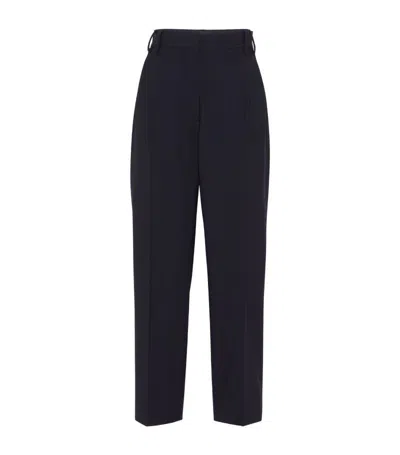 Brunello Cucinelli Tropical Wool Trousers In Blue