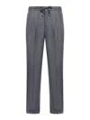 Brunello Cucinelli Men Wool Trousers With Pleats In Grey