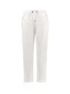 Brunello Cucinelli White Pants With Elastic Drawstring Waist And Monile Detail On The Pockets In Cotton Woman In White