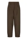 Brunello Cucinelli Brown Cotton Pants With Elastic High Waist