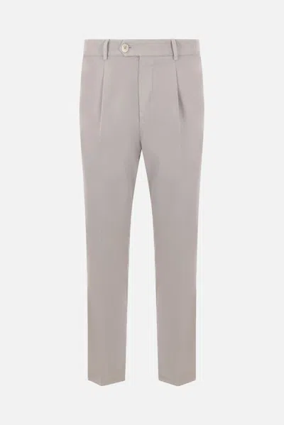Brunello Cucinelli Tailored Trousers Pleated Front Belt Loops Pockets In White