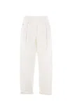 Brunello Cucinelli Pull On Light Beige Cotton Pants In White