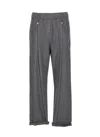 Brunello Cucinelli Trousers With Belt Loops And Elastic Waistband In Gray