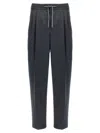 Brunello Cucinelli Grey Pinstriped Virgin Wool Trousers