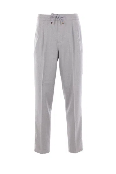 Brunello Cucinelli Grey Wool Pants In Gray