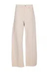 Brunello Cucinelli Loose Barrel Denim Pants With Monile In Neutral