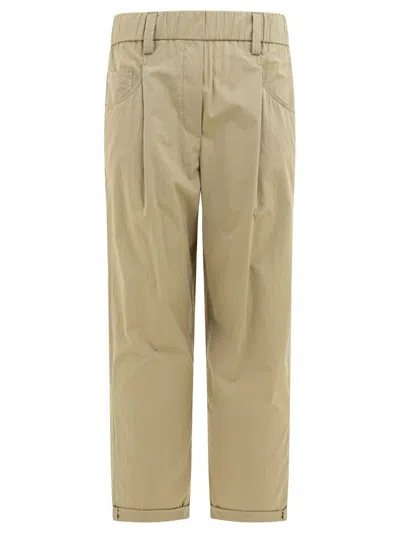Brunello Cucinelli Poplin Trousers In Beige
