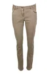 Brunello Cucinelli Five-pocket Garment-dyed Stretch Denim Trousers. Slim Model In Beige