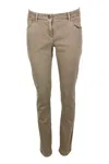 Brunello Cucinelli Five-pocket Garment-dyed Stretch Denim Trousers. Slim Model In Beige