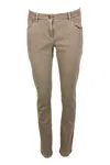 Brunello Cucinelli Five-pocket Garment-dyed Stretch Denim Trousers. Slim Model In Beige