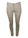 Brunello Cucinelli Stretch Cotton Cigarette Trousers In Beige Freddo