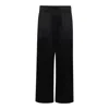 Brunello Cucinelli Satin Elastic Waistband Trousers With Back Pockets In Black