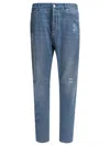 Brunello Cucinelli Belt Loops Distressed Trousers Faded Five-pocket Style In Blue