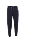 Brunello Cucinelli Cotton Blend Joggers With Ribbed Cuffs In Blue