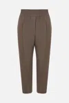 Brunello Cucinelli Olive Brown Linen-viscose Blend Pants In Brown