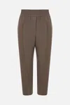 Brunello Cucinelli Olive Brown Linen-viscose Blend Pants In Brown
