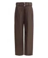 Brunello Cucinelli Dark Chocolate Linen Trousers With Practical Belt In Brown