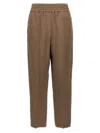 Brunello Cucinelli Linen Trousers Pants In Brown